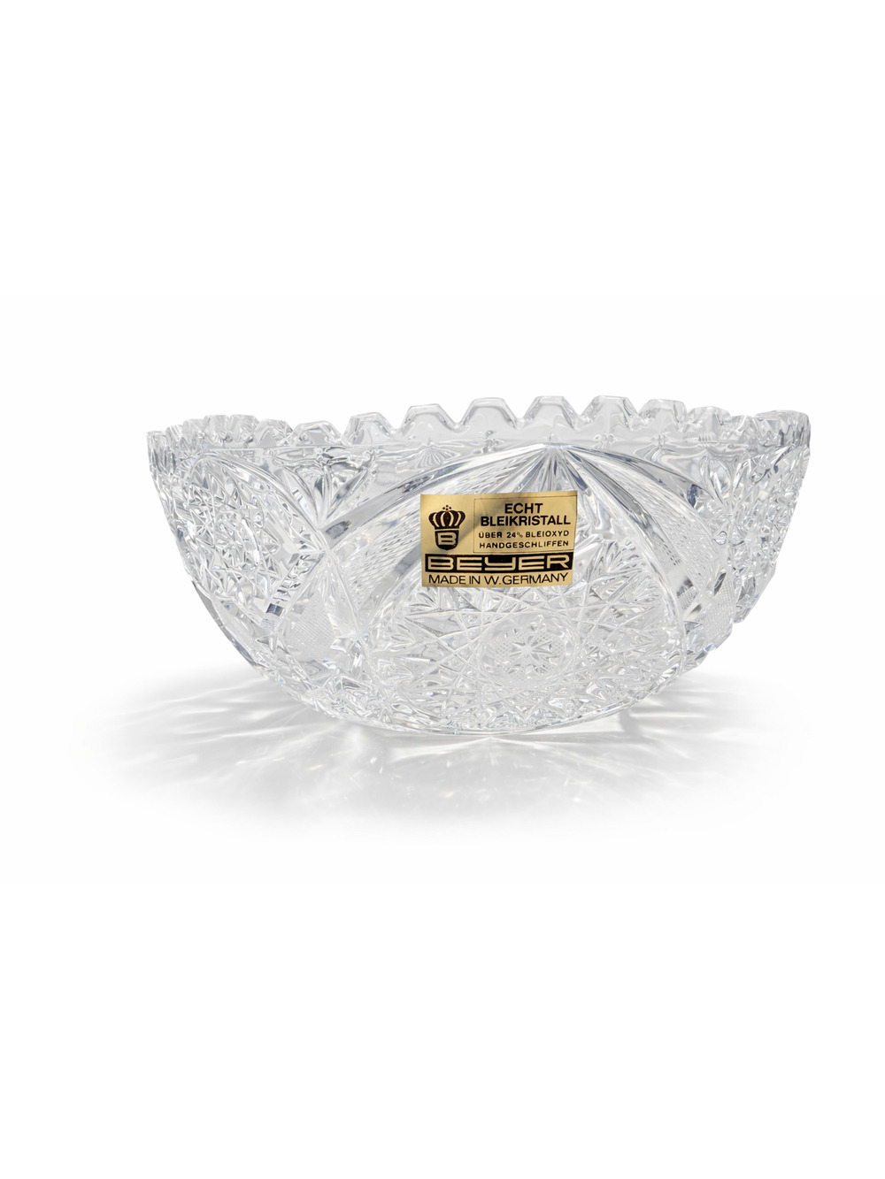 Vintage Beyer Bleikristall Cut Crystal Bowl Hand-Cut 24% Lead Crystal W. Germany